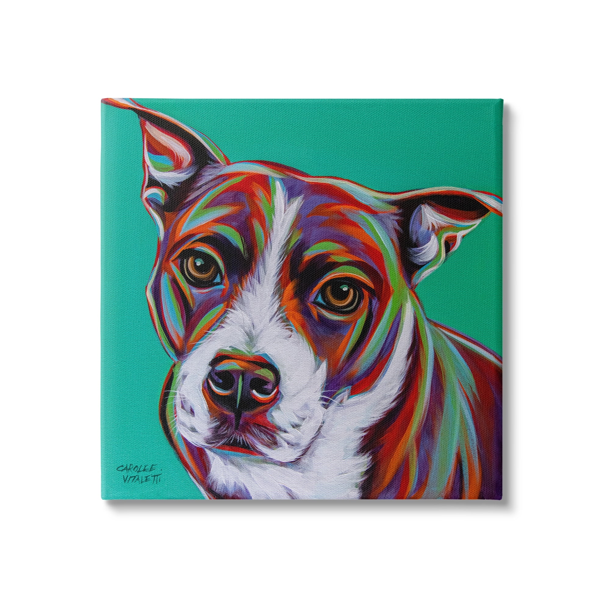 Stupell Industries Cute Dog Looking Portrait Bold Green Pop Style Background , 17 x 17, Design by Carolee Vitaletti