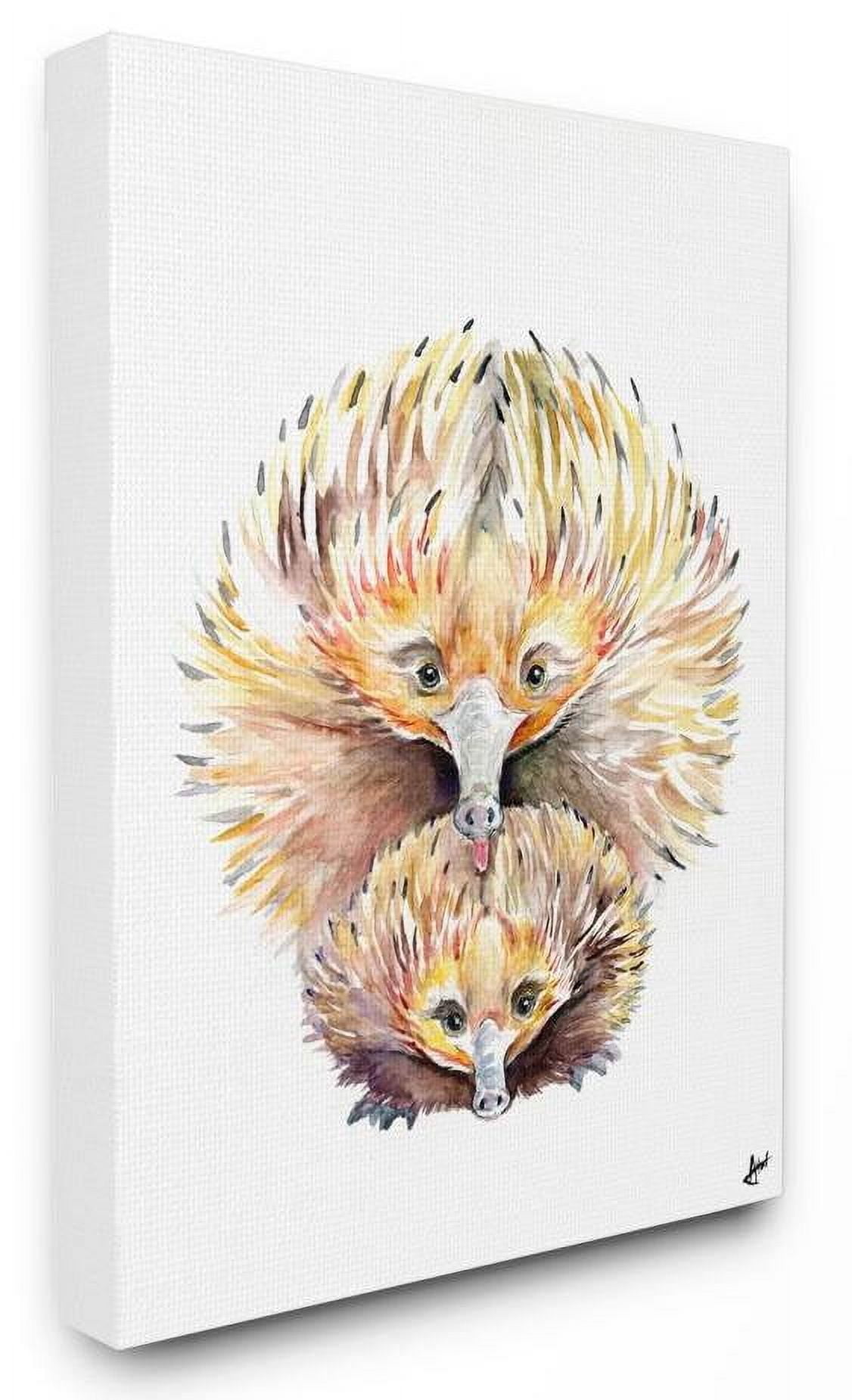 Stupell Industries Cute Echidna Family Animal Watercolor Painting Canvas Wall Art by Marc Allante