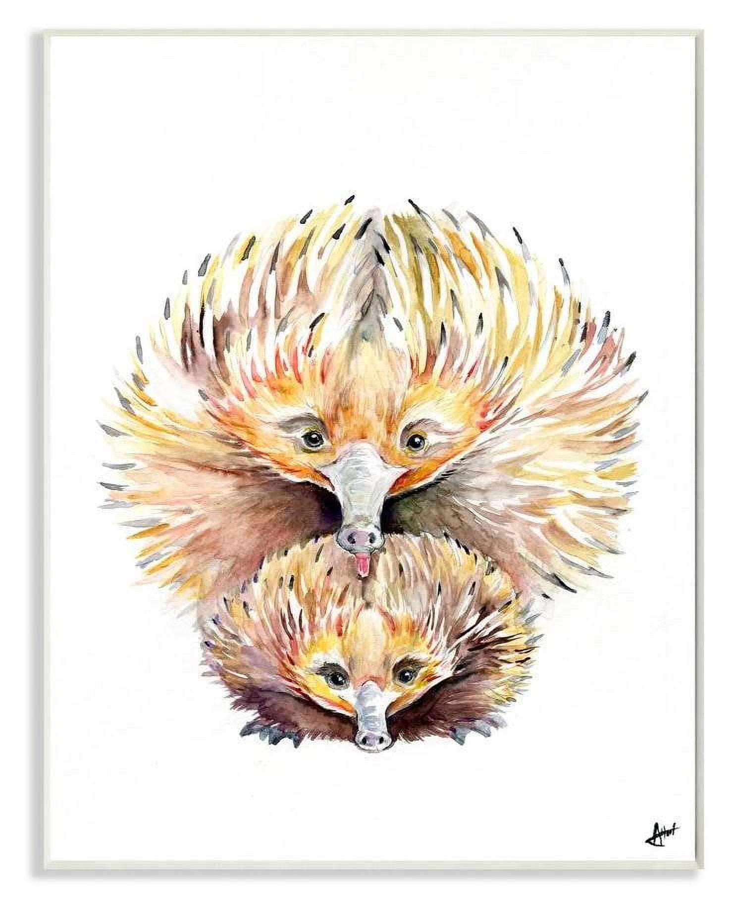 Stupell Industries Cute Echidna Family Animal Watercolor Painting Wall Plaque by Marc Allante