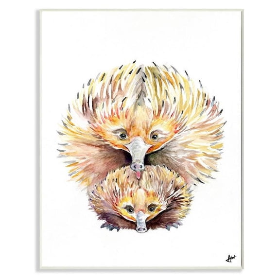 Stupell Industries Cute Echidna Family Animal Watercolor Painting Wall Plaque by Marc Allante