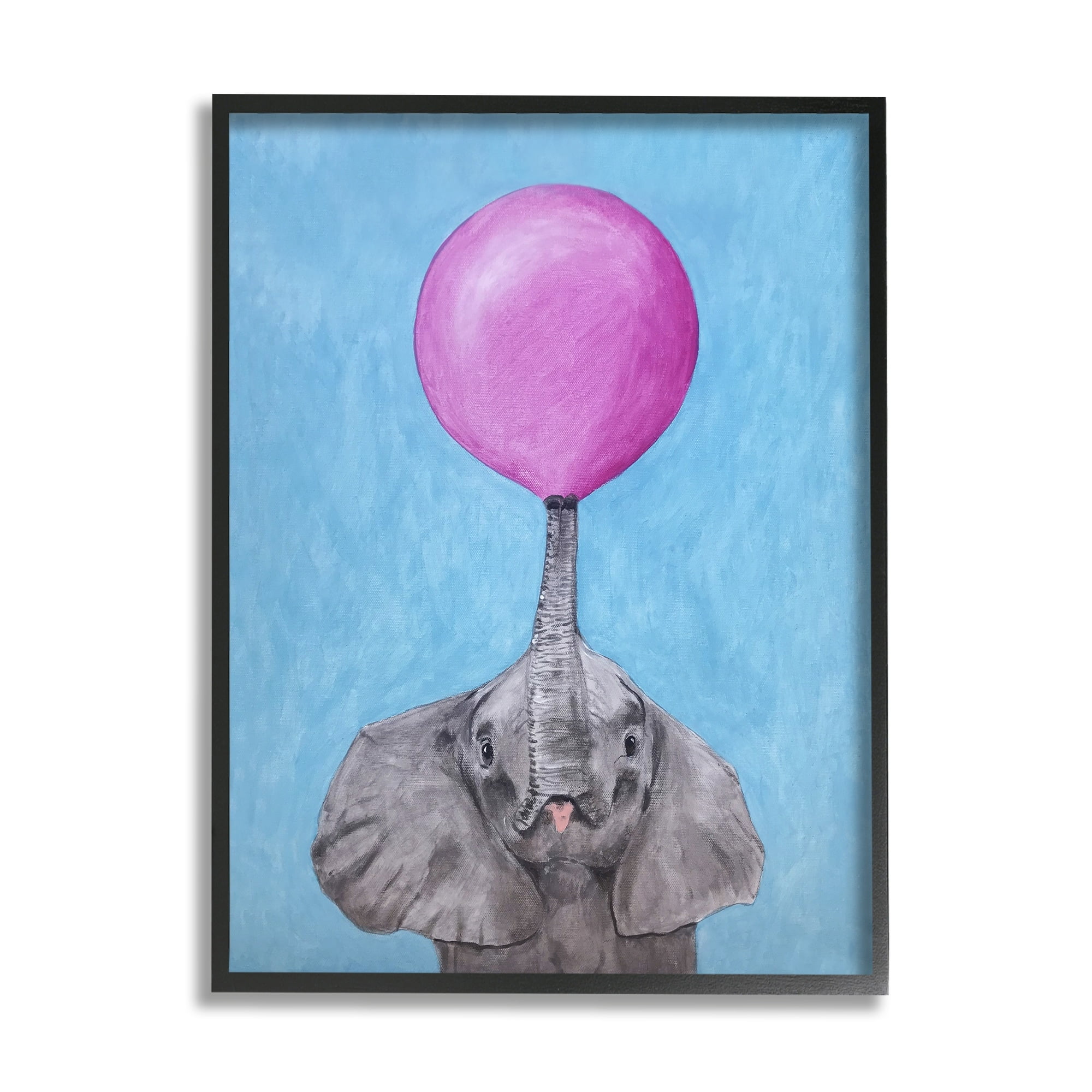 Stupell Industries Cute Elephant Blowing Pink Balloon Animal Portrait, 11 x 14, Design by Coco de Paris