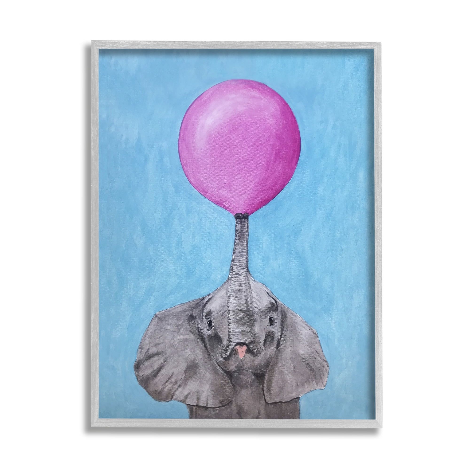 Stupell Industries Cute Elephant Blowing Pink Balloon Animal Portrait, 16 x 20, Design by Coco de Paris