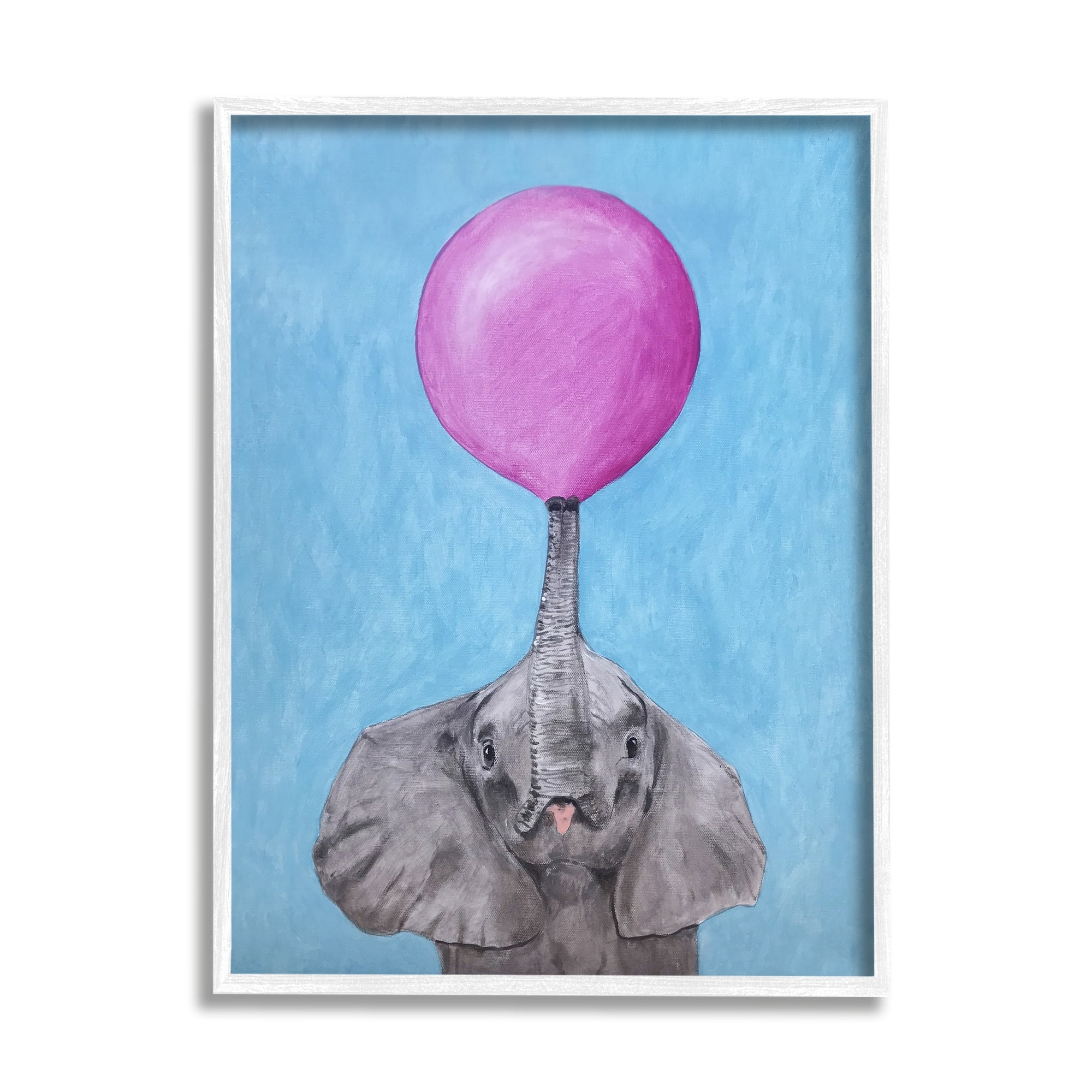 Stupell Industries Cute Elephant Blowing Pink Balloon Animal Portrait, 24 x 30, Design by Coco de Paris