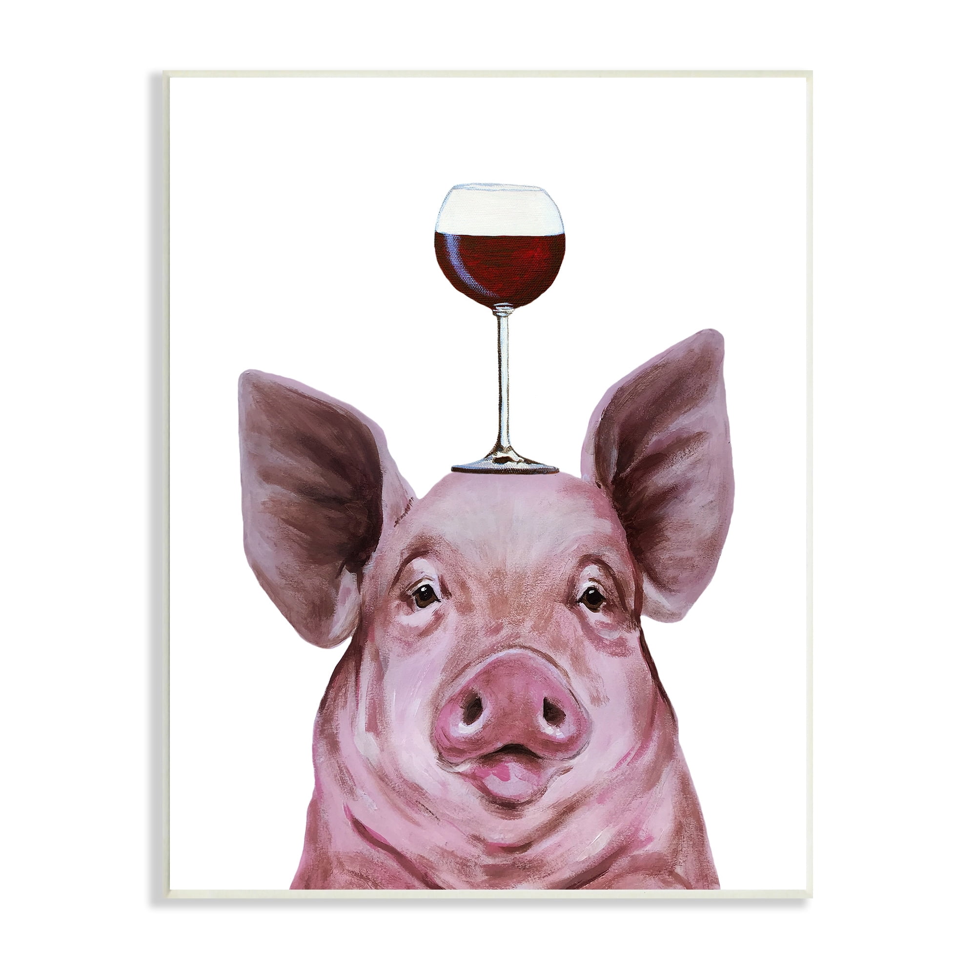 Stupell Industries Cute Farm Pig Looking Holding Wine Glass Paintings Unframed Art Print Wall Art, 10x15, by Coco de Paris