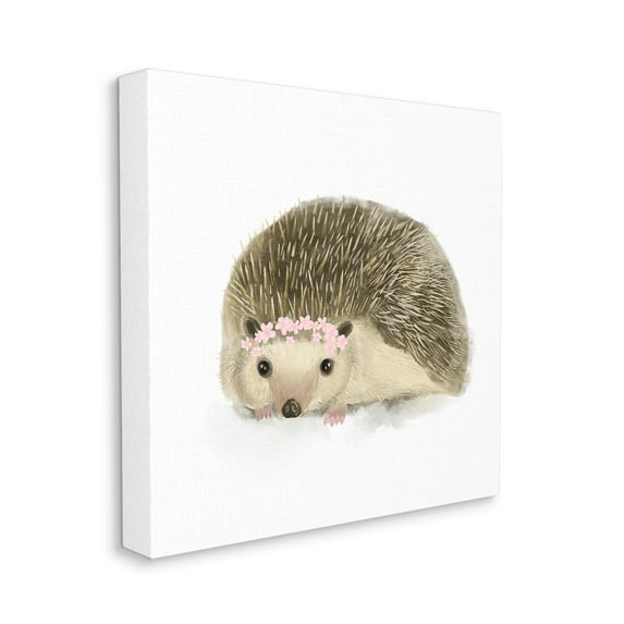 Stupell Industries Cute Floral Crown Hedgehog Nursery Woodland Animal Canvas Wall Art, 36 x 36, Design by Daphne Polselli