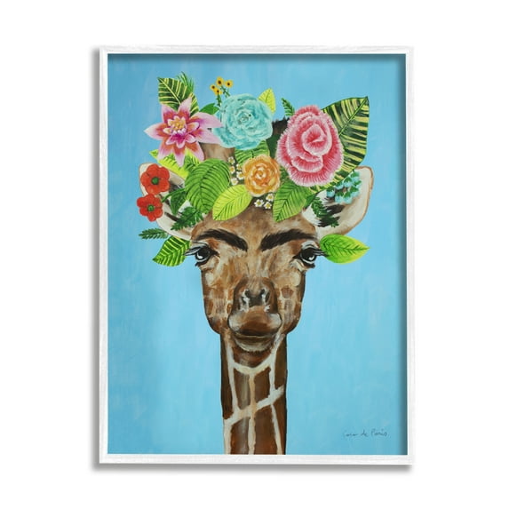 Stupell Industries Cute Floral Roses Giraffe Eyebrows Makeup Portrait , 16 x 20, Design by Coco de Paris