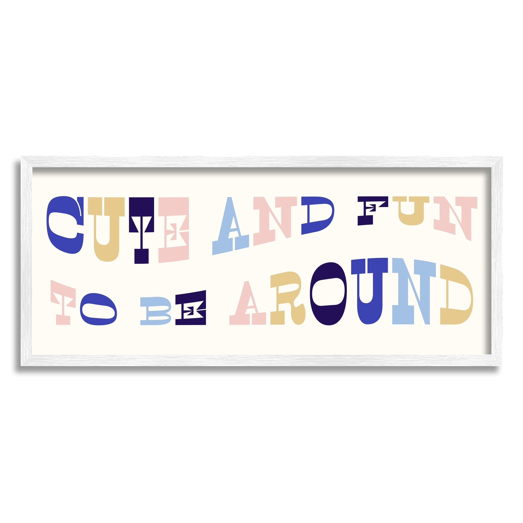 Stupell Industries Cute Fun to Be Around Phrase Retro Typography Graphic Art White Framed Art Print Wall Art, 24x10, by Daphne Polselli