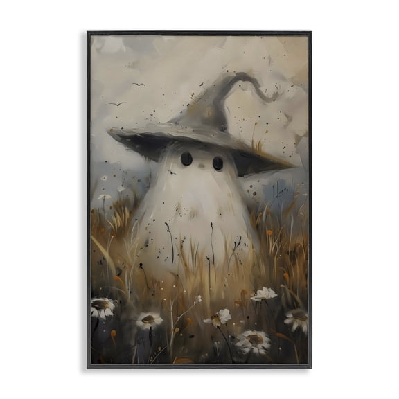 Stupell Industries Cute Ghost In Field Black Framed Giclee Art, design by Arlington Prints