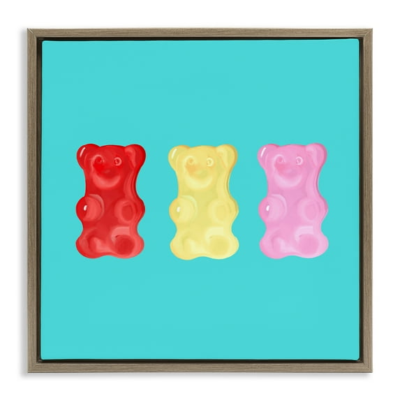Stupell Industries Cute Gummy Bear Candies Food & Beverage Painting Brown Floater Framed Canvas Art Print Wall Art, 18 x 18