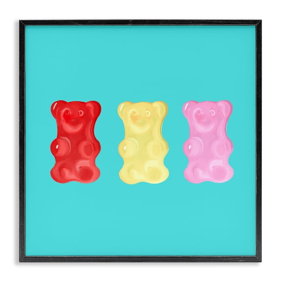 Stupell Industries Contemporary Cute Gummy Bear Candies Black Framed Giclee Art, 12 x 12, by Ashley Singleton