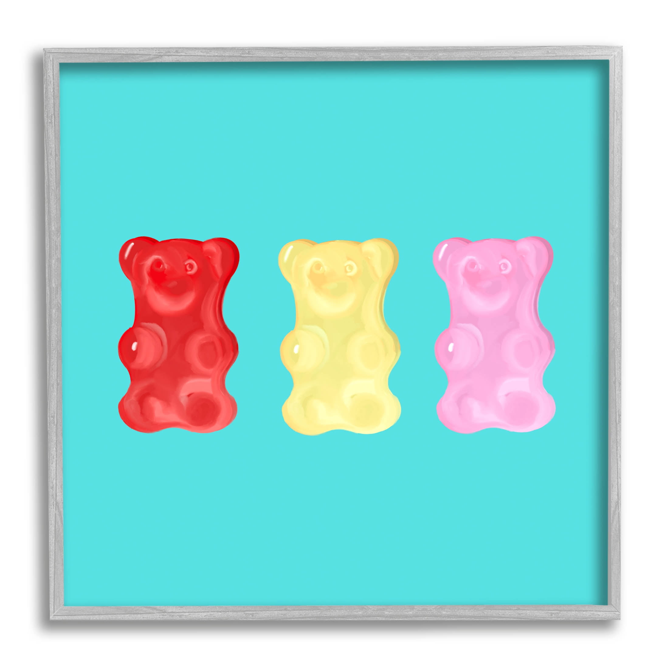 Stupell Industries Cute Gummy Bear Candies Graphic Art Gray Framed Art Print Wall Art, Design by Ashley Singleton