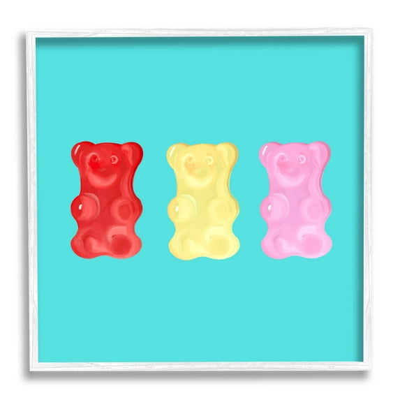 Stupell Industries Cute Gummy Bear Candies Graphic Art White Framed Art Print Wall Art, Design by Ashley Singleton