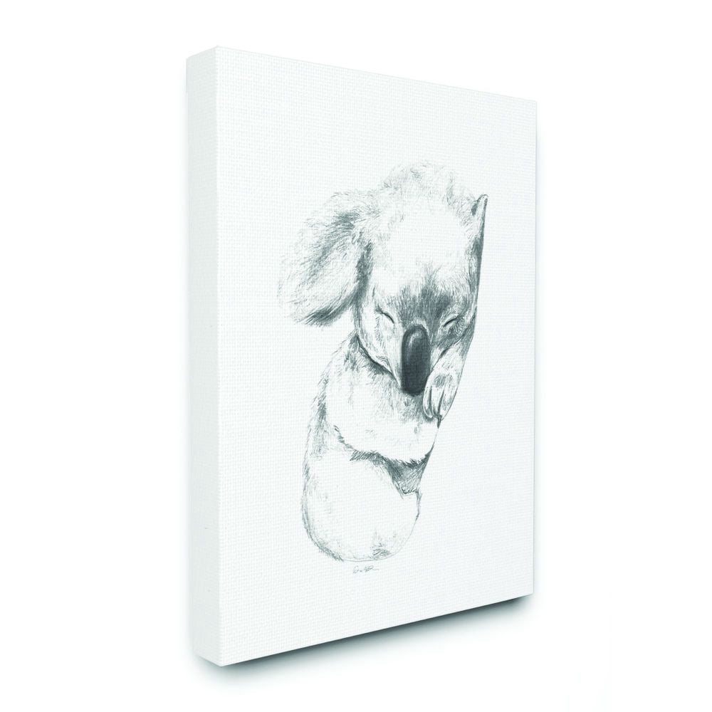 Stupell Industries Cute Koala Baby Animal Neutral Gray Drawing Design Canvas Wall Art by Daphne Polselli