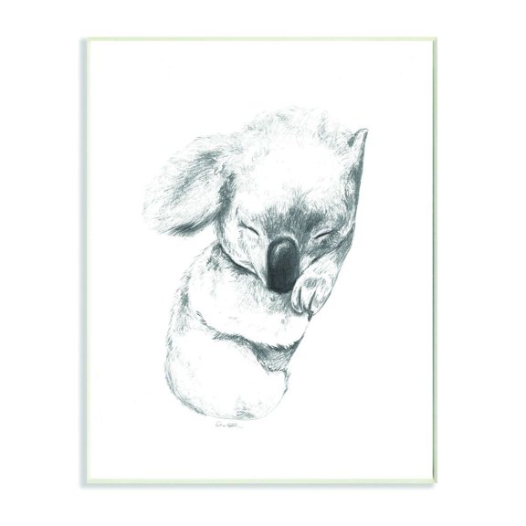 Stupell Industries Cute Koala Baby Animal Neutral Gray Drawing Design Wall Plaque by Daphne Polselli