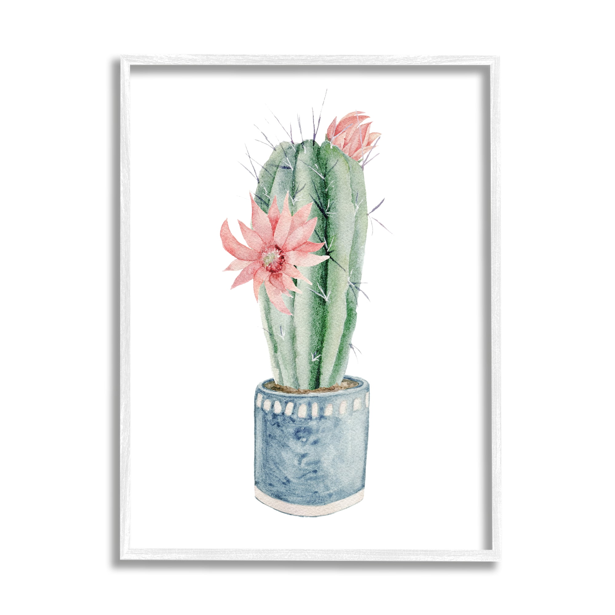 Stupell Industries Cute Minimal Cactus Blossoms Plant Watercolor Illustration , 24 x 30, Design by Mela Fay