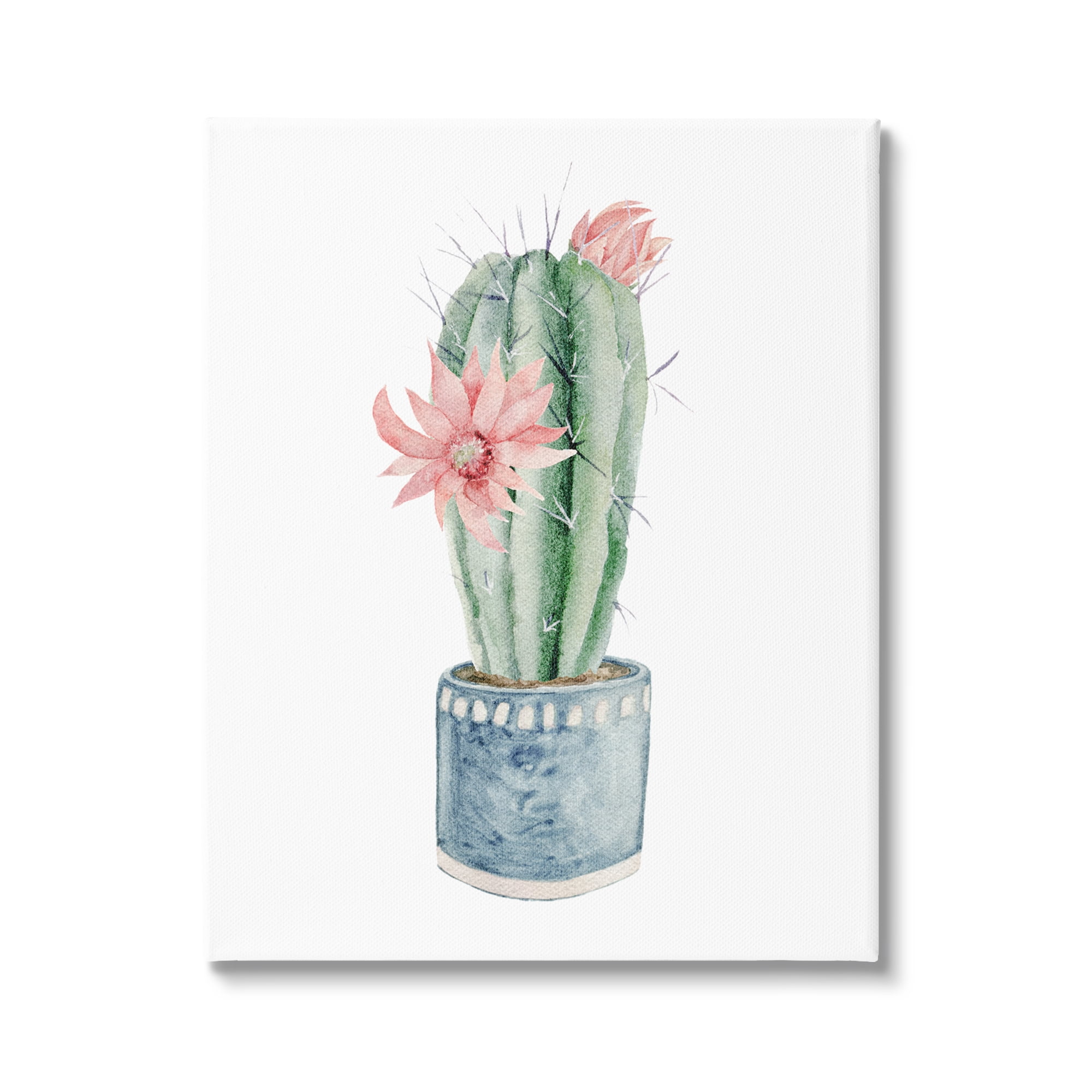 Stupell Industries Cute Minimal Cactus Blossoms Plant Watercolor Illustration Gallery-Wrapped Canvas Print Wall Art, 36x48, by Mela Fay