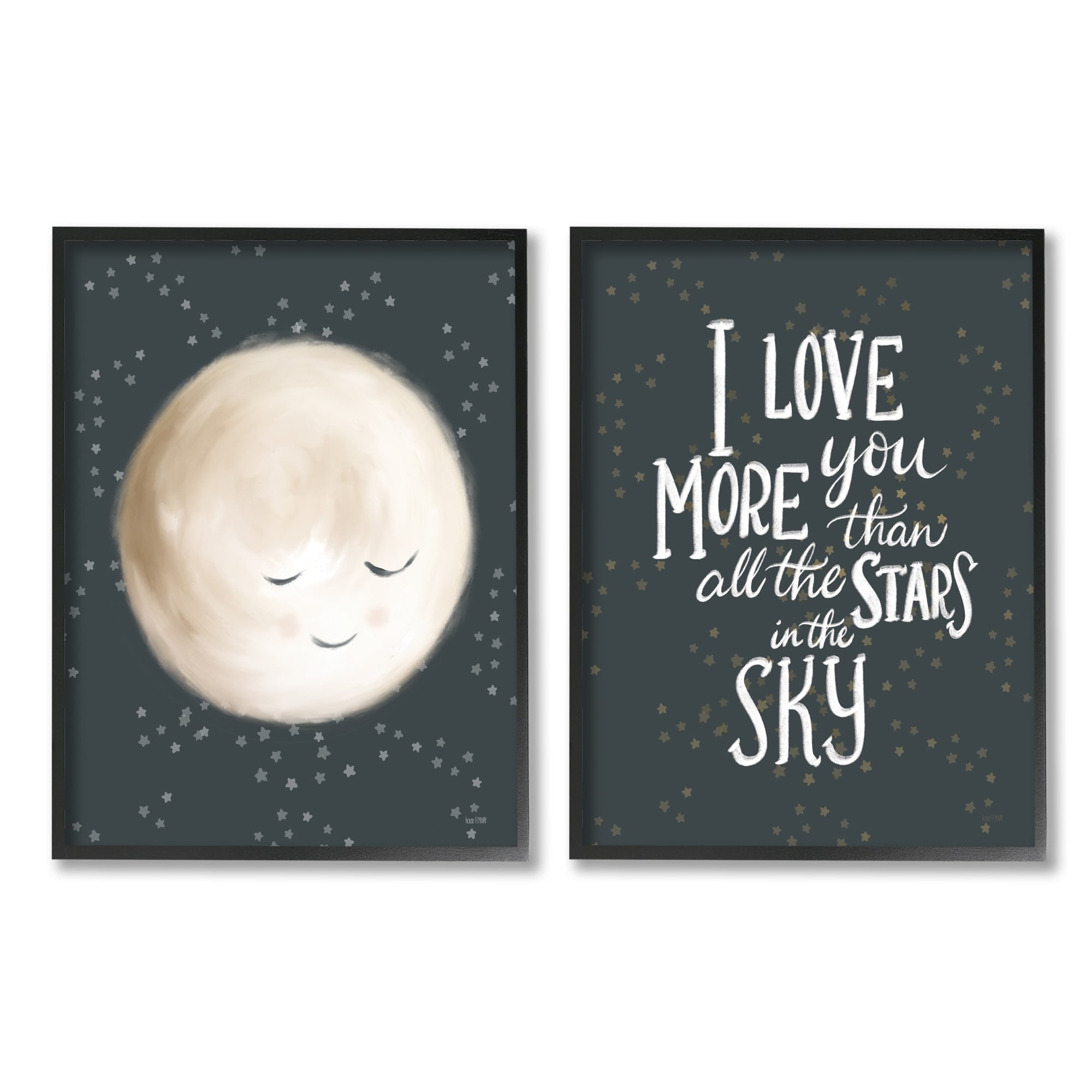 Stupell Industries Cute Moon Starry Night Sky I Love You Phrase , 11 x 14, Design by House Fenway