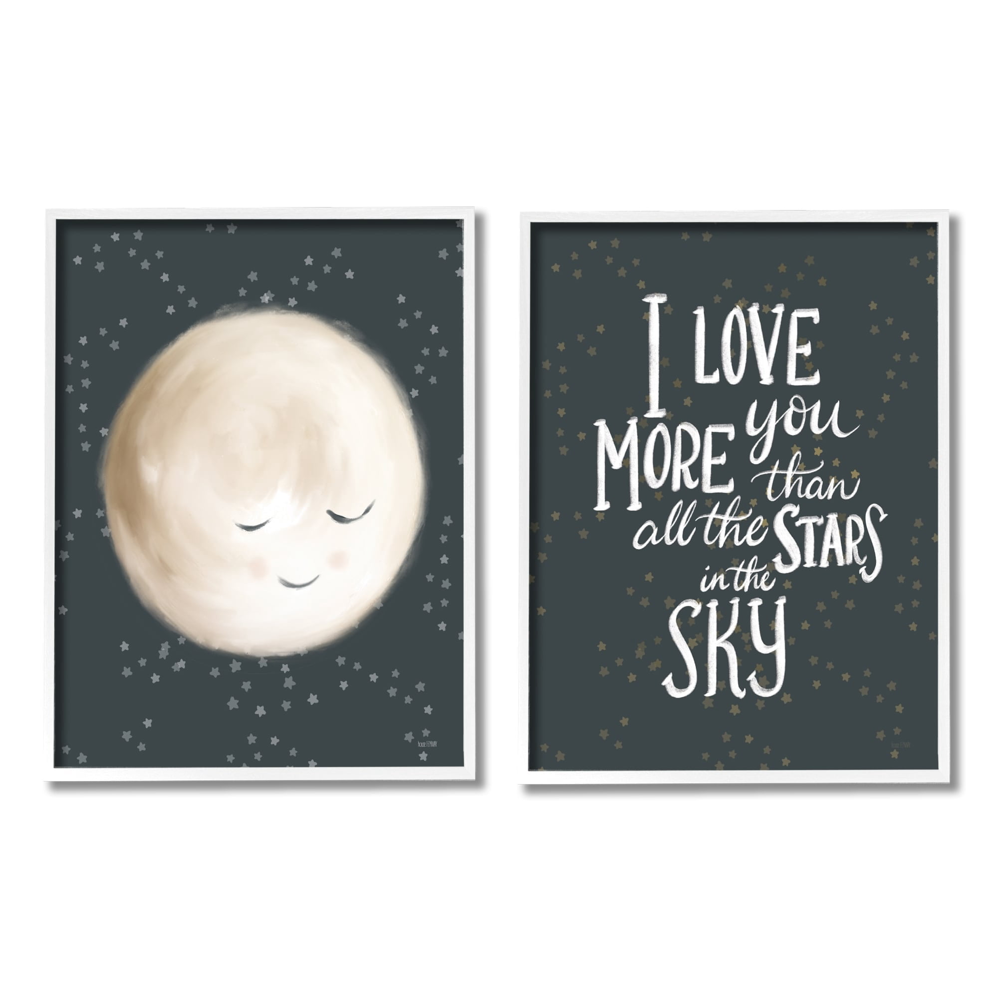 Stupell Industries Cute Moon Starry Night Sky I Love You Phrase , 16 x 20, Design by House Fenway