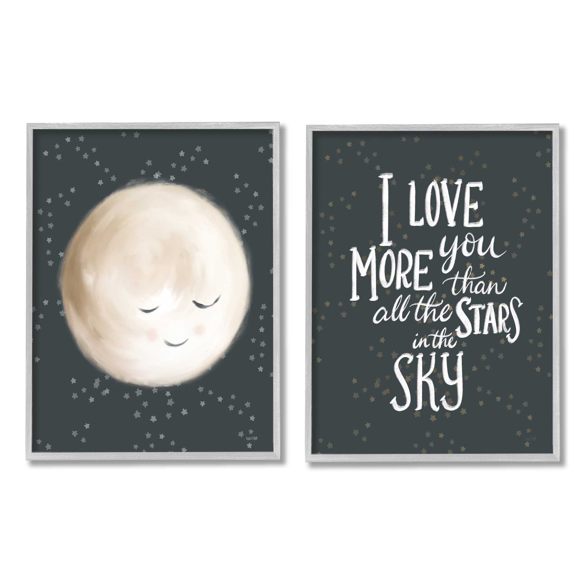 Stupell Industries Cute Moon Starry Night Sky I Love You Phrase , 24 x 30, Design by House Fenway
