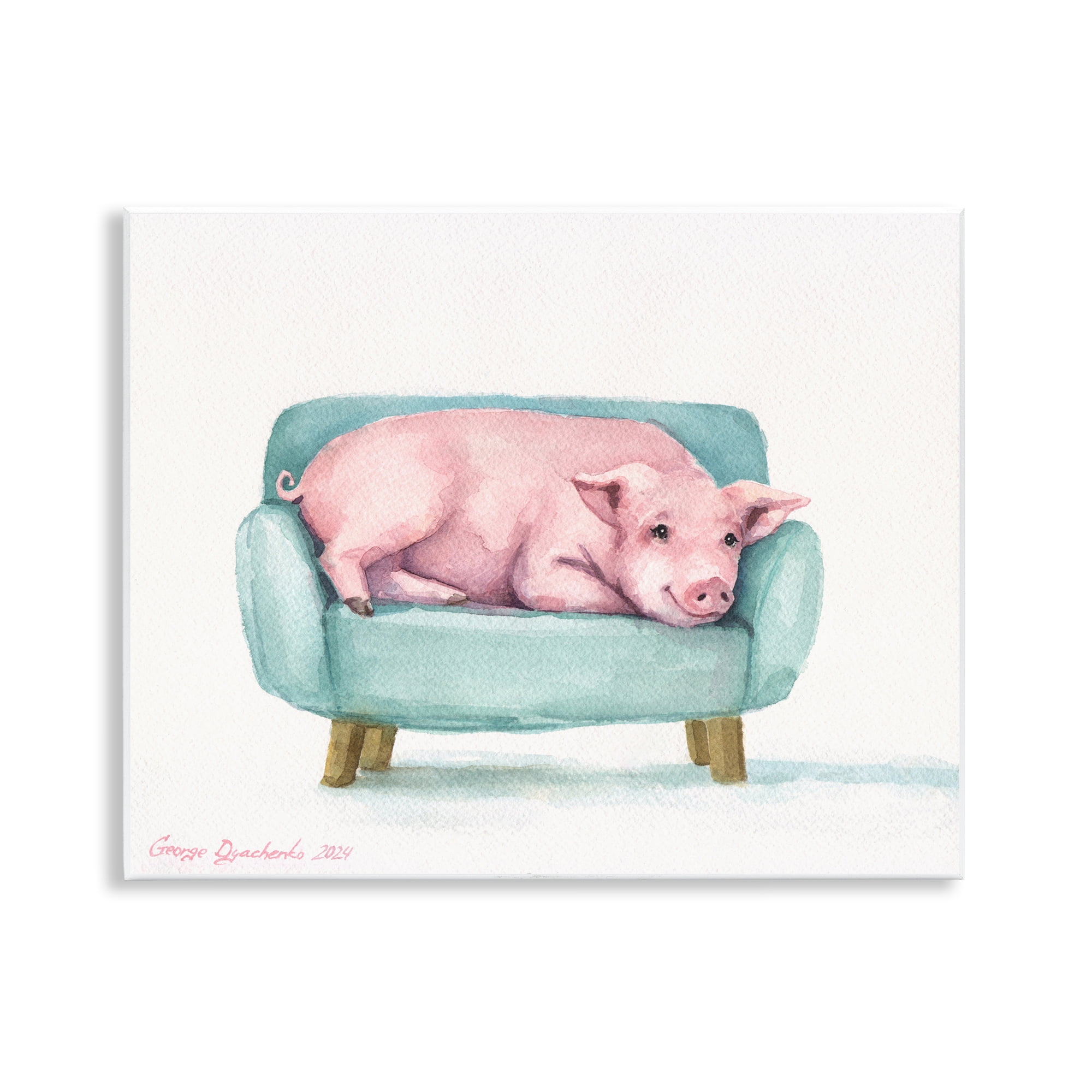 Stupell Industries Cute Piglet on Armchair Wall Plaque Art, design by George Dyachenko
