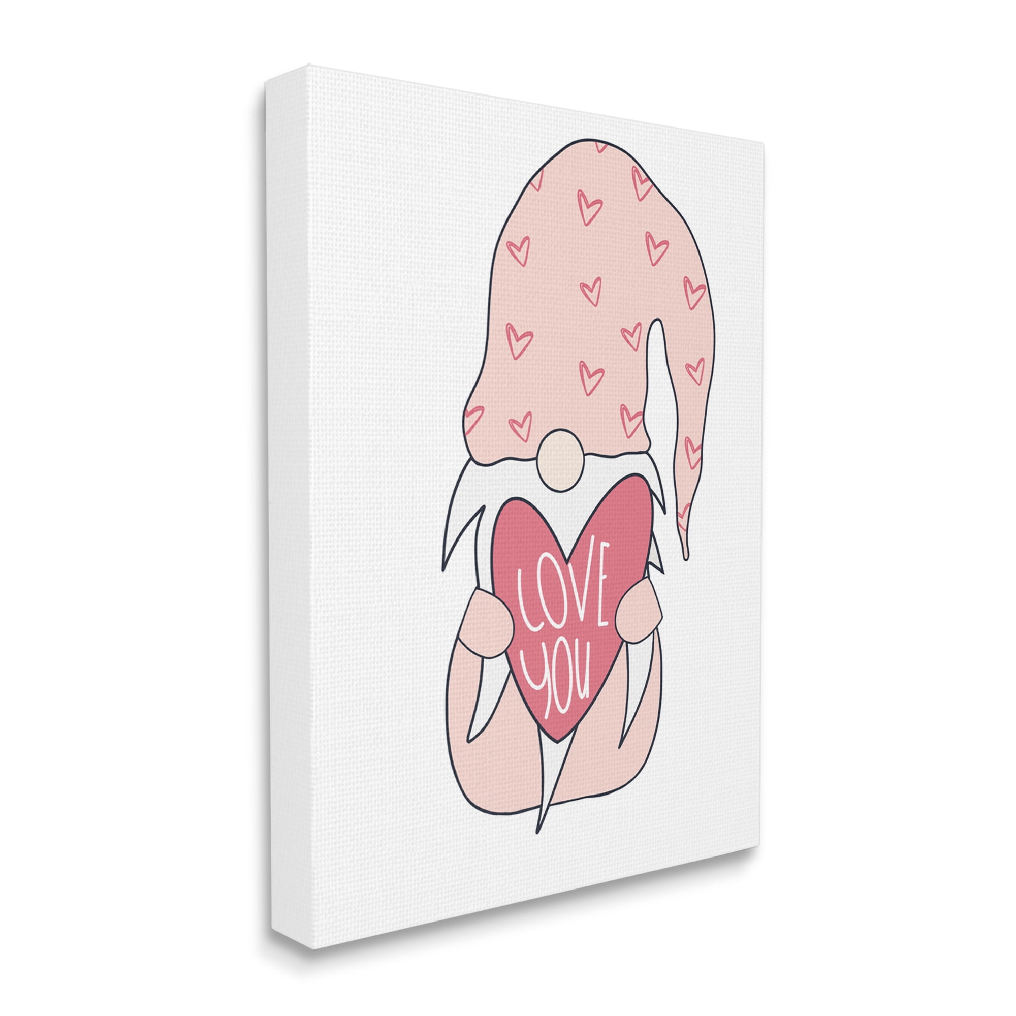 Stupell Industries Cute Pink Gnome Love You Sentiment Big Heart, 24 x 30, Designed by Melanie Torres