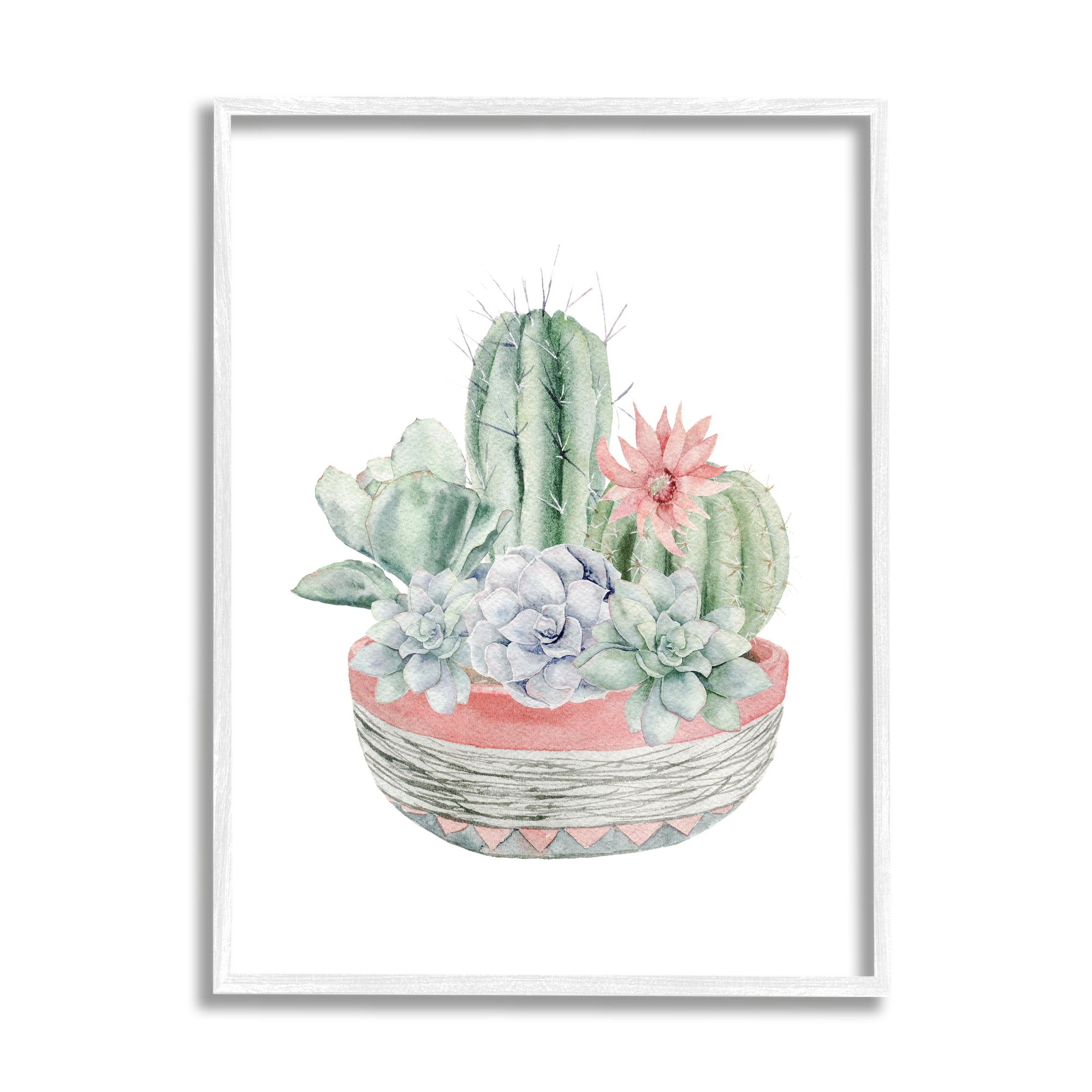 Stupell Industries Cute Potted Cactus Blossom Succulent Arrangement Design, 16 x 20, Design by Mela Fay