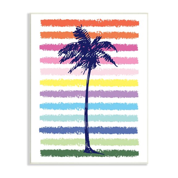 Stupell Industries Cute Rainbow Pattern Palm Tree Tropical Stripes , 10 x 15, Design by Jennifer McCully