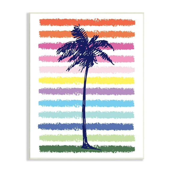 Stupell Industries Cute Rainbow Pattern Palm Tree Tropical Stripes , 13 x 19, Design by Jennifer McCully