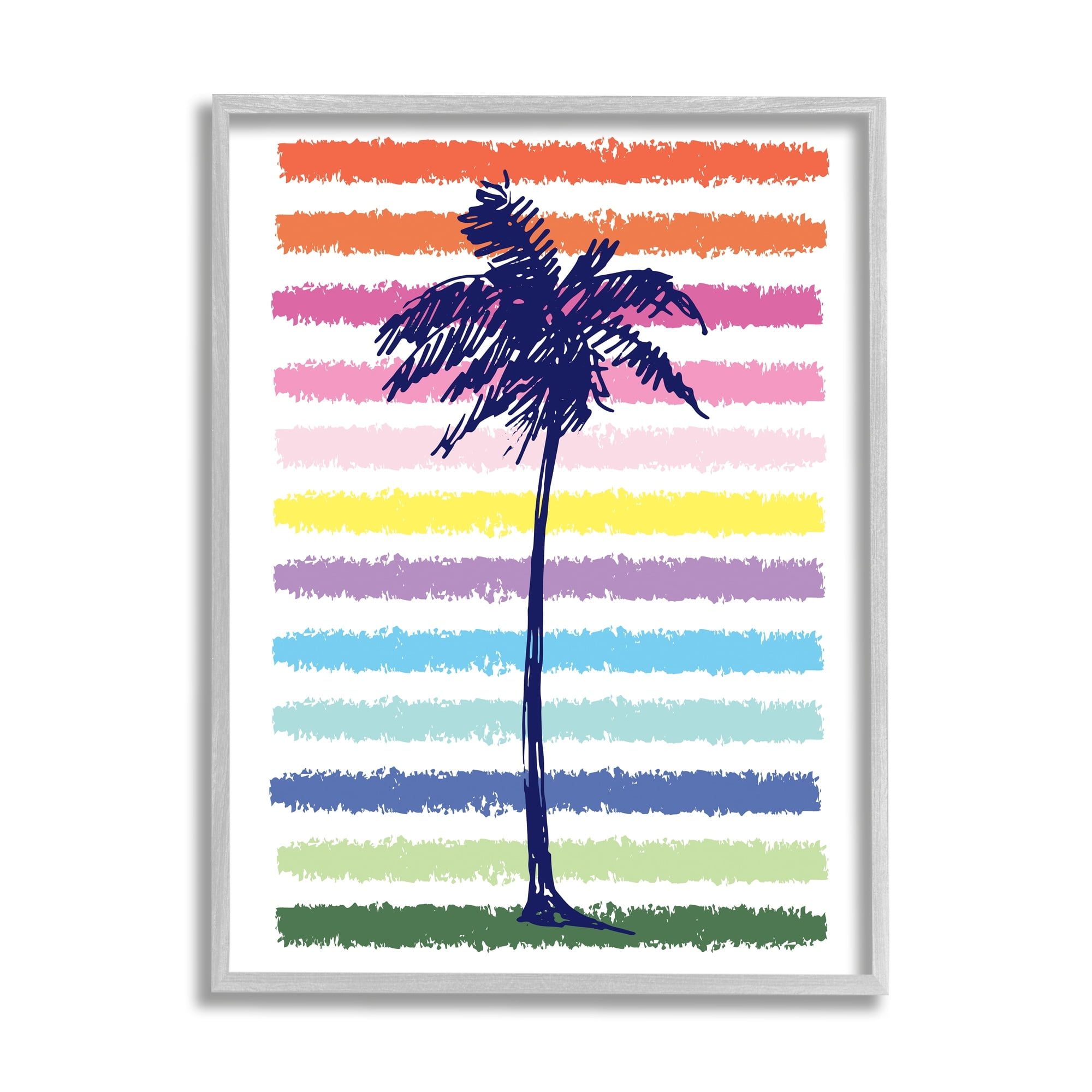 Stupell Industries Cute Rainbow Pattern Palm Tree Tropical Stripes , 16 x 20, Design by Jennifer McCully
