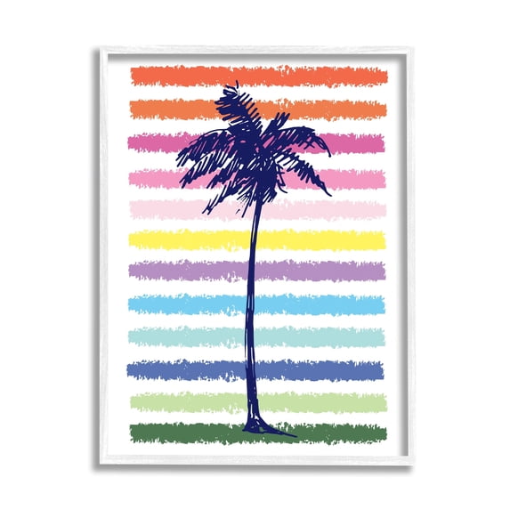 Stupell Industries Cute Rainbow Pattern Palm Tree Tropical Stripes , 16 x 20, Design by Jennifer McCully