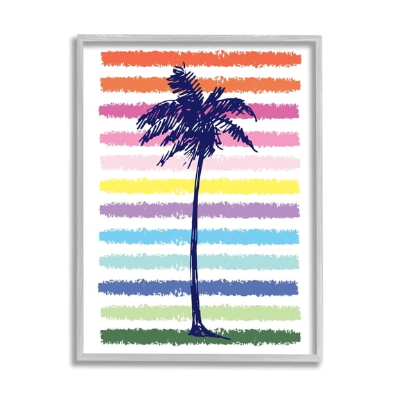 Stupell Industries Cute Rainbow Pattern Palm Tree Tropical Stripes , 24 x 30, Design by Jennifer McCully