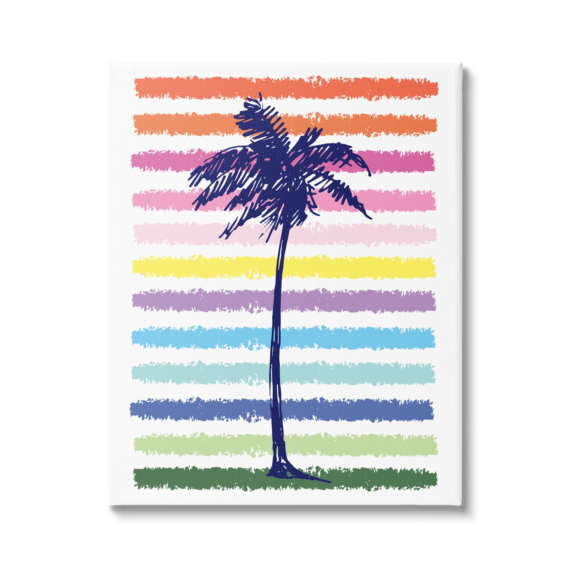 Stupell Industries Cute Rainbow Pattern Palm Tree Tropical Stripes , 36 x 48, Design by Jennifer McCully