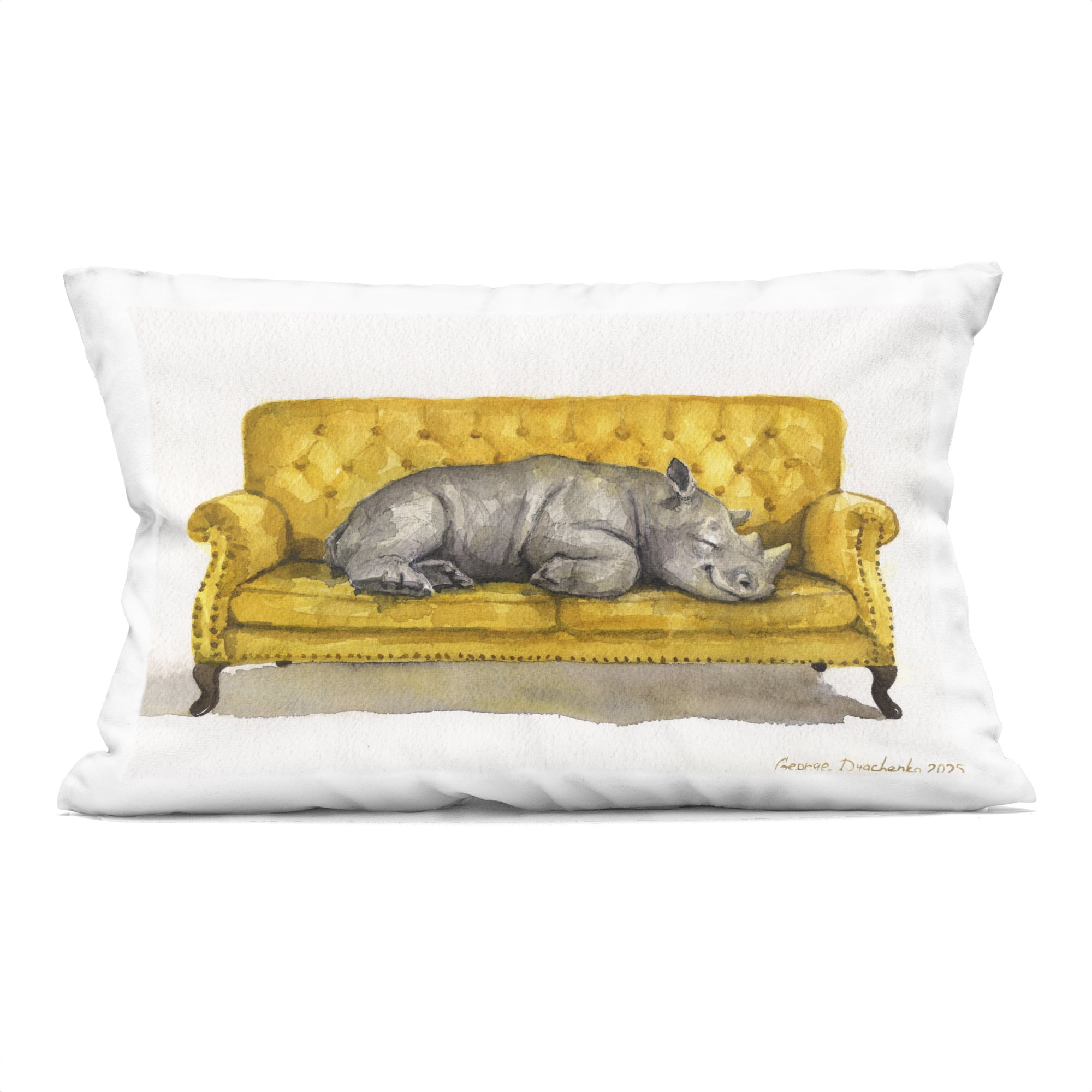 Stupell Industries Cute Rhino Resting Decorative Printed Throw Pillow, design by George Dyachenko