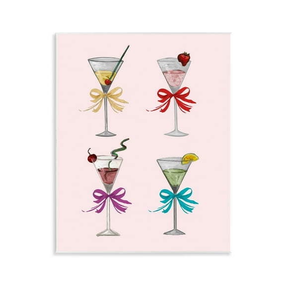 Stupell Industries Cute Ribbon Cocktails Food & Beverage Painting Unframed Art Print Wall Art, 11 x 14