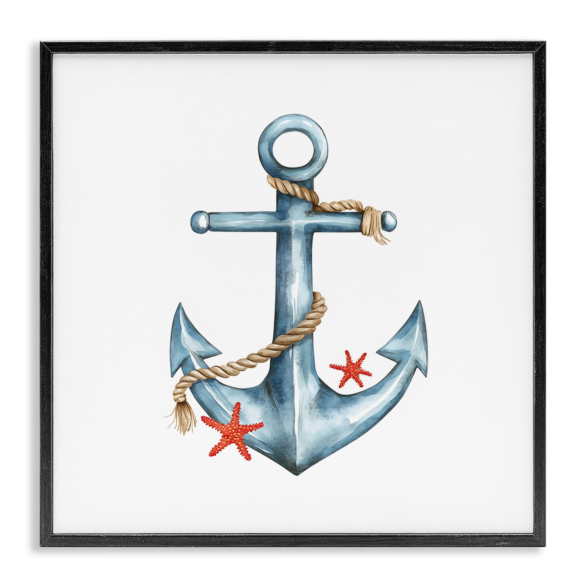 Stupell Industries Cute Sailor Anchor with Starfish Black Framed Giclee Art, design by LSR Design Studio