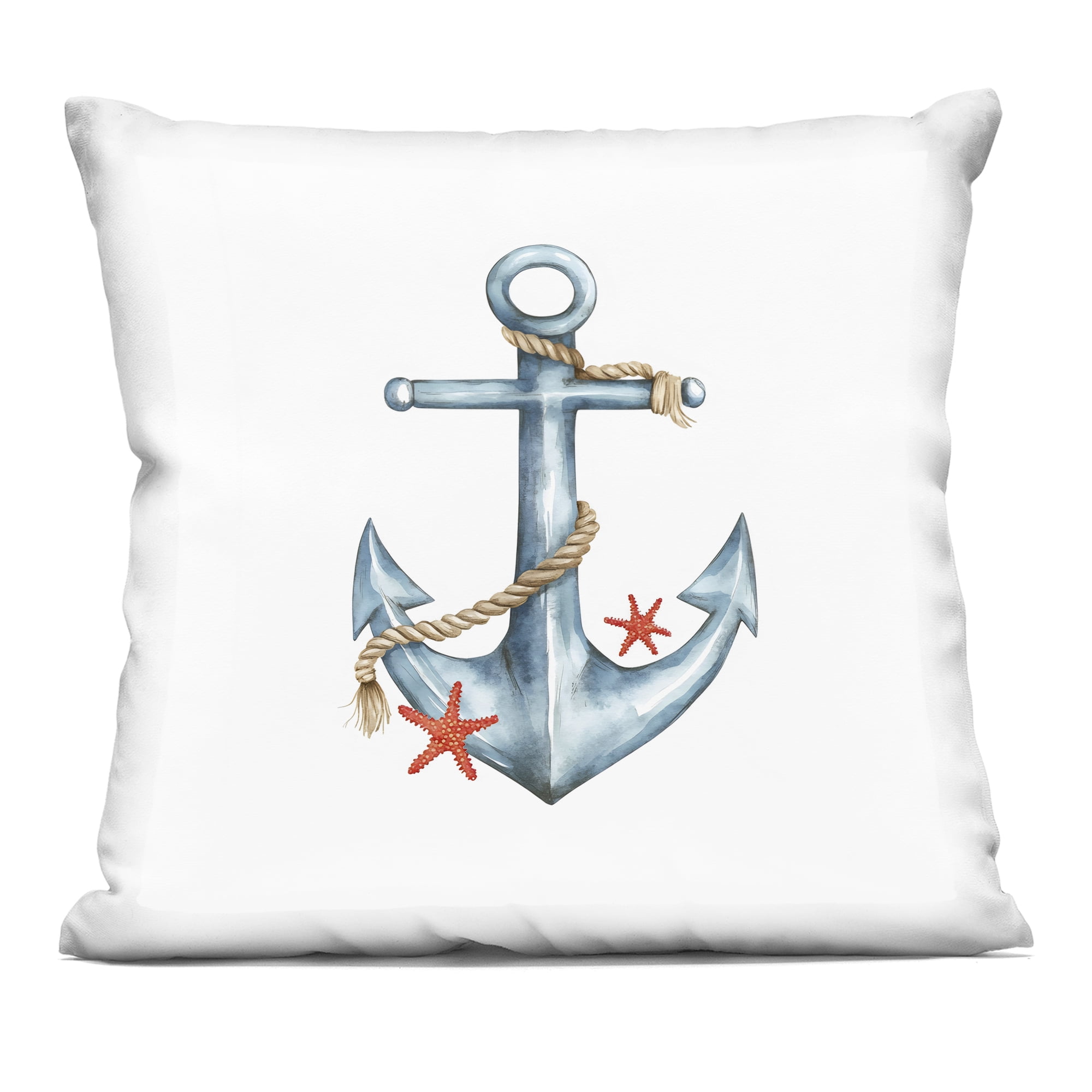 Stupell Industries Cute Sailor Anchor with Starfish Decorative Printed Throw Pillow, design by LSR Design Studio, 18 x 7 x 18