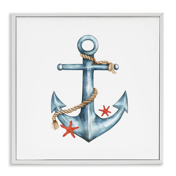 Stupell Industries Cute Sailor Anchor with Starfish White Framed Giclee Art, design by LSR Design Studio