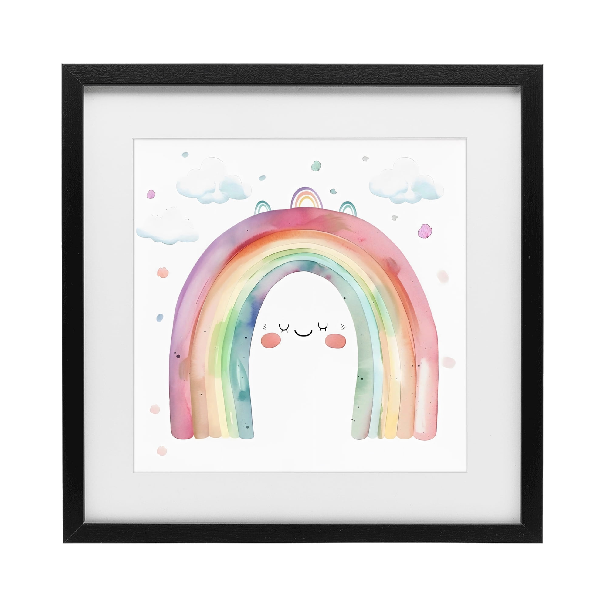 Stupell Industries Cute Smiling Rainbow Black Framed Print Under Glass, design by Creative Studio