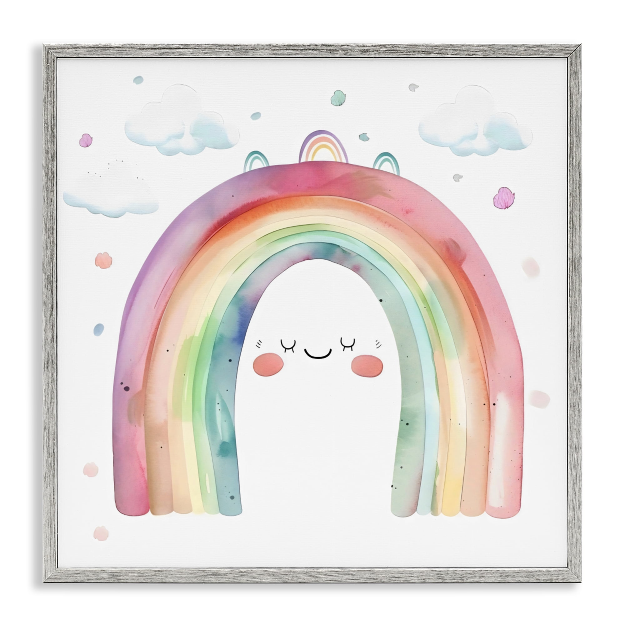 Stupell Industries Cute Smiling Rainbow Gray Framed Giclee Art, design by Creative Studio