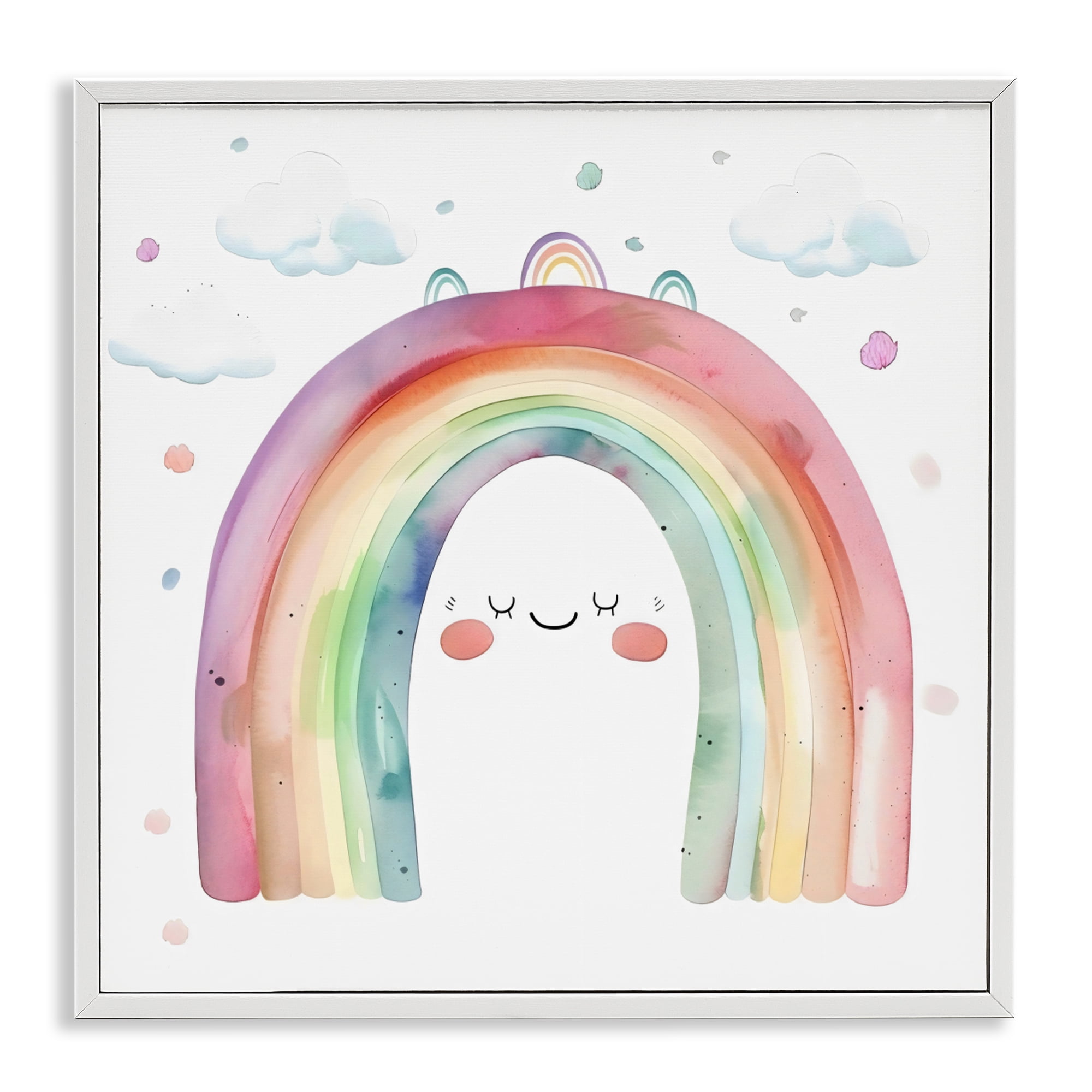 Stupell Industries Cute Smiling Rainbow White Framed Giclee Art, design by Creative Studio