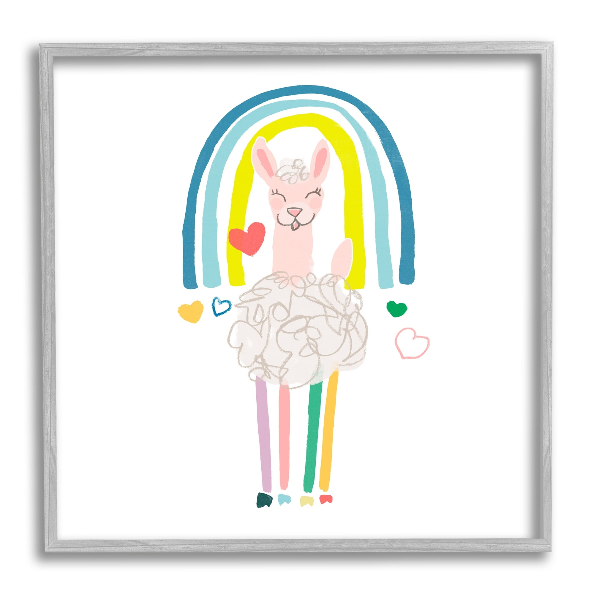 Stupell Industries Cute Smiling Sheep Rainbow Hearts Design, 12 x 12, Design by June Erica Vess