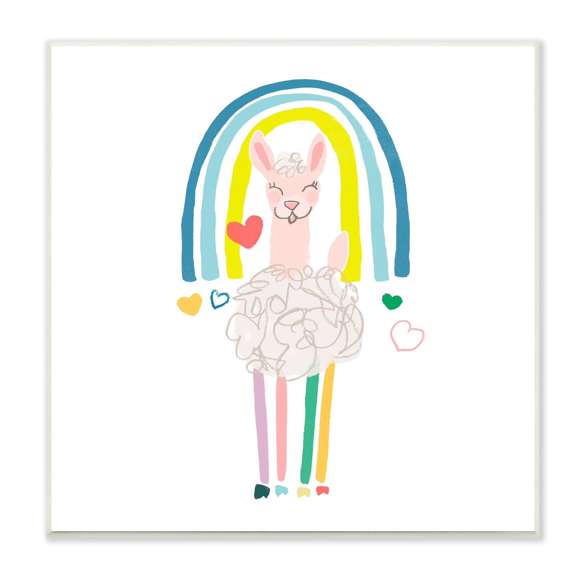 Stupell Industries Cute Smiling Sheep Rainbow Hearts Design, 12 x 12, Design by June Erica Vess