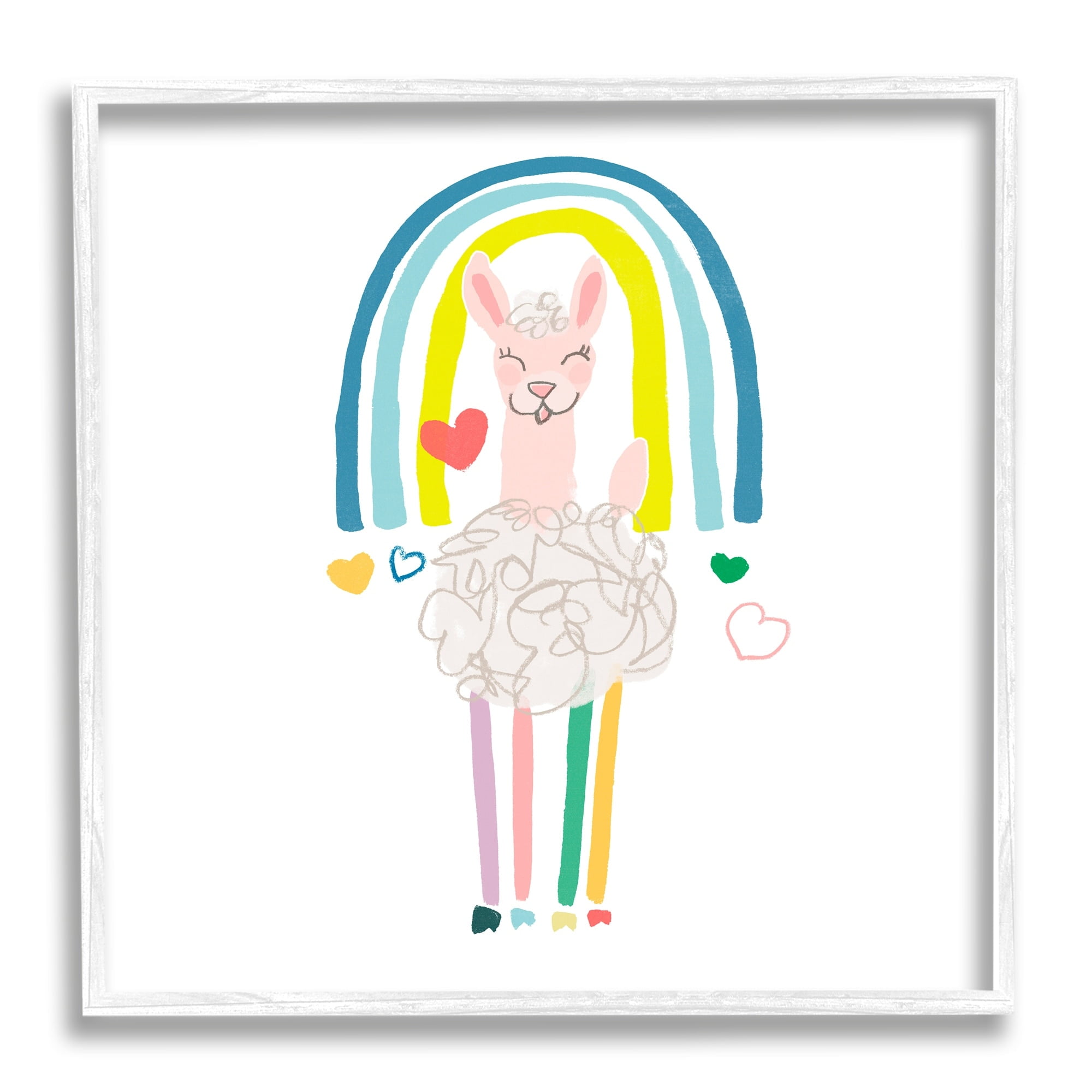 Stupell Industries Cute Smiling Sheep Rainbow Hearts Design, 17 x 17, Design by June Erica Vess