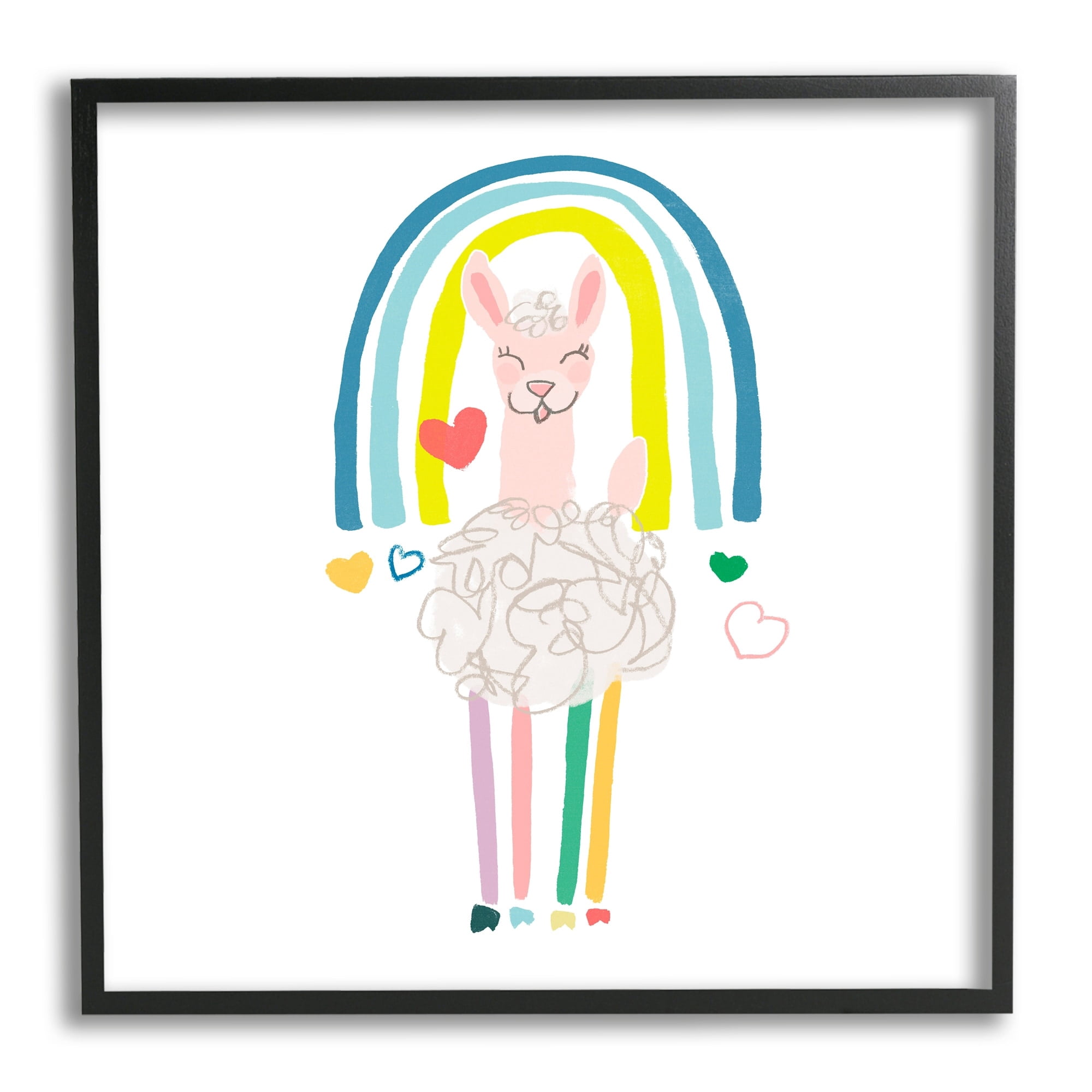 Stupell Industries Cute Smiling Sheep Rainbow Hearts Design, 24 x 24, Design by June Erica Vess