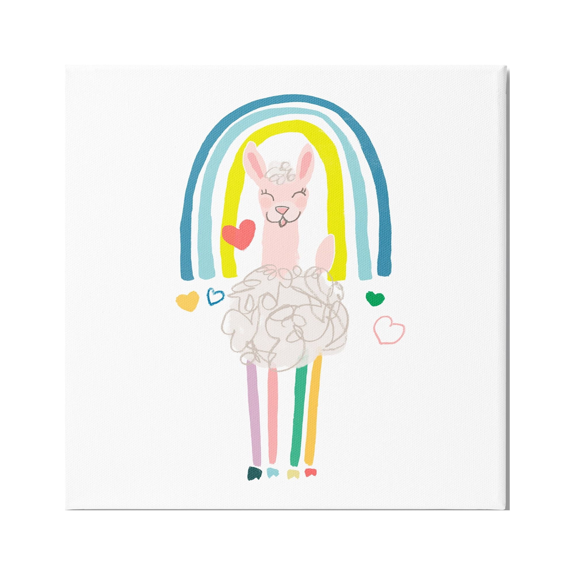 Stupell Industries Cute Smiling Sheep Rainbow Hearts Design, 36 x 36, Design by June Erica Vess