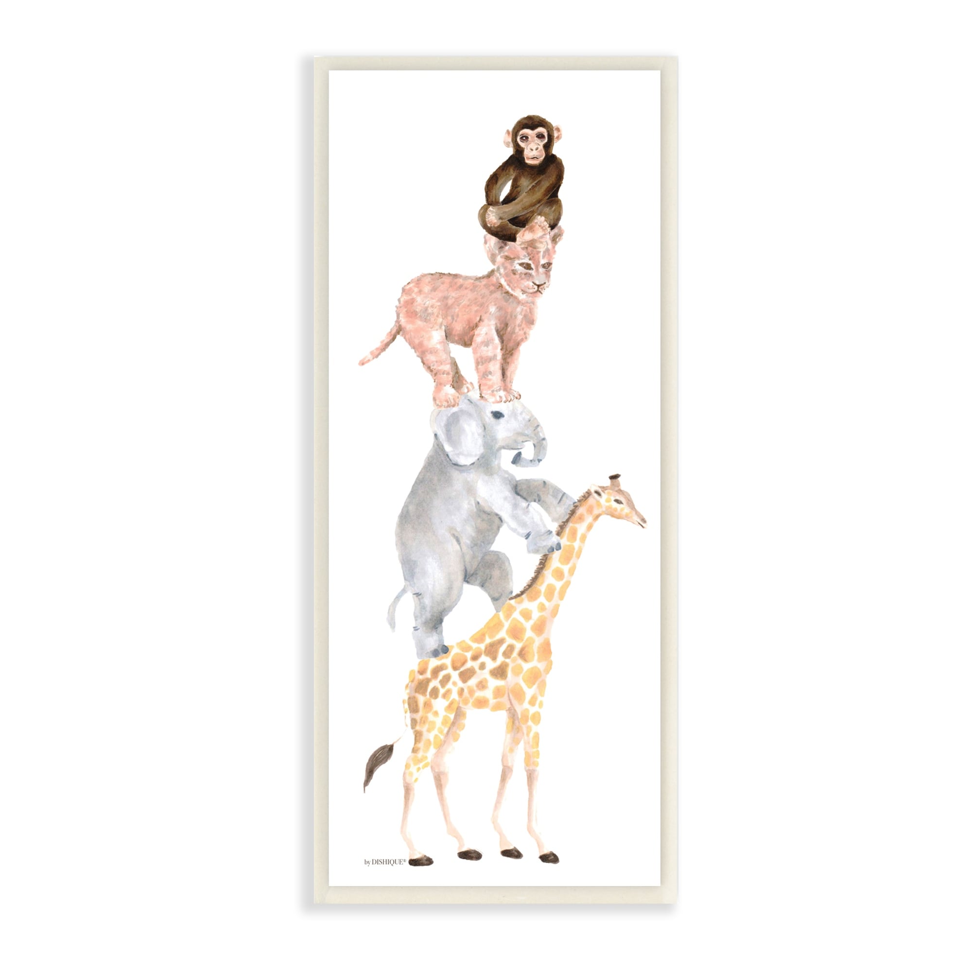 Stupell Industries Cute Stacked Jungle Savanna Animals Wildlife Standing Graphic Art Unframed Art Print Wall Art, Design by Dishique