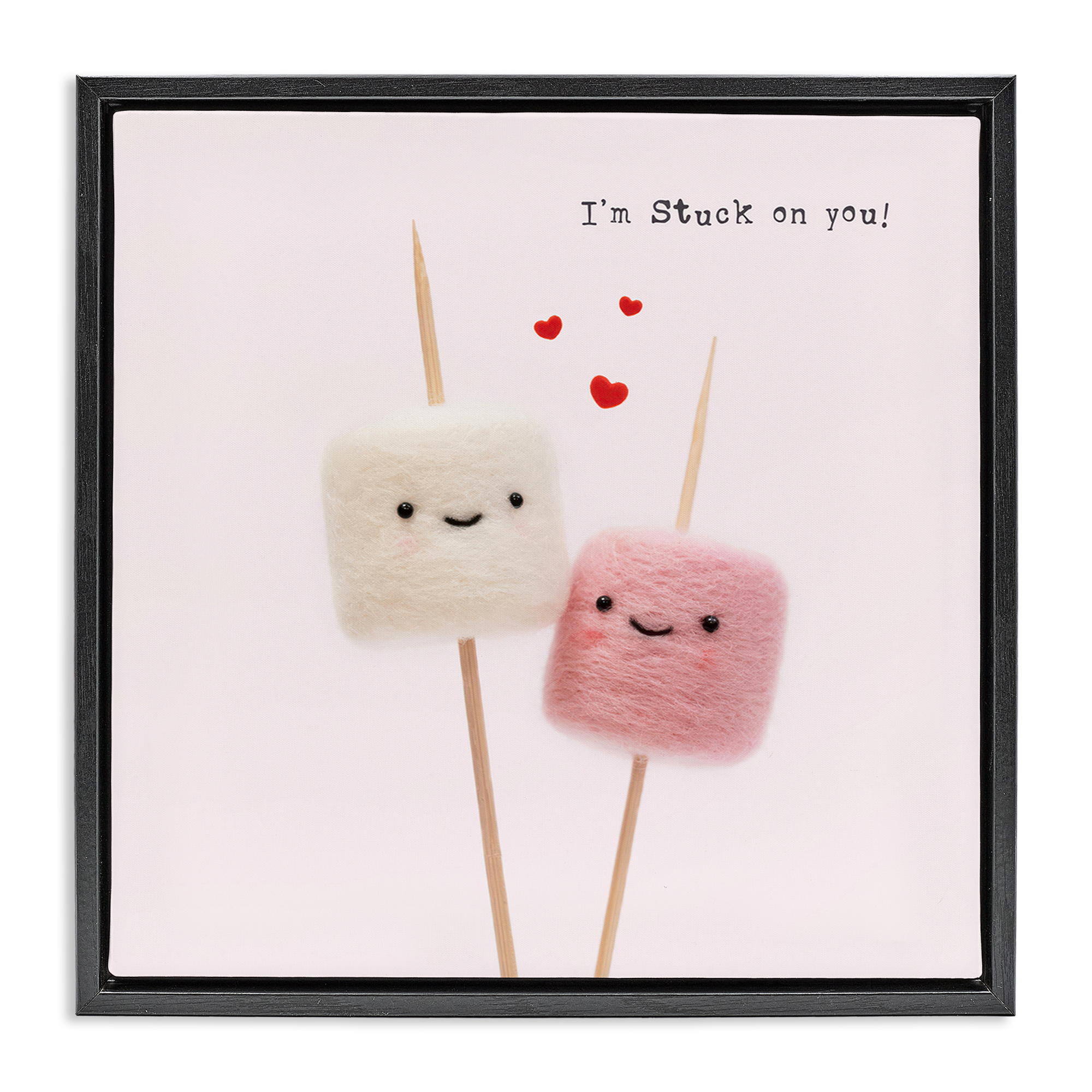 Stupell Industries Cute Stuck On You Food & Beverage Painting Black Floater Framed Canvas Art Print Wall Art, 18 x 18