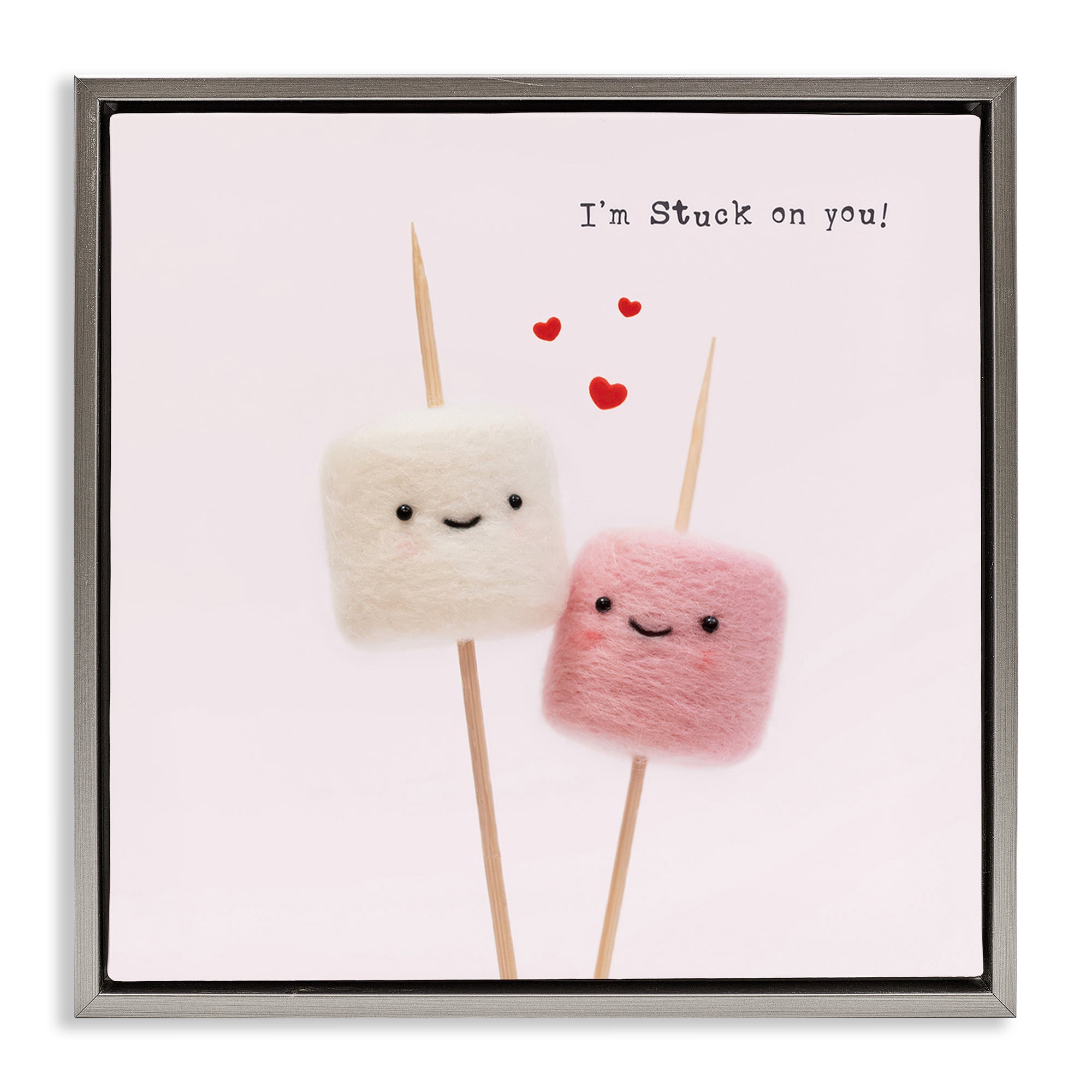 Stupell Industries Cute Stuck On You Food & Beverage Painting Gray Floater Framed Canvas Art Print Wall Art, 18 x 18