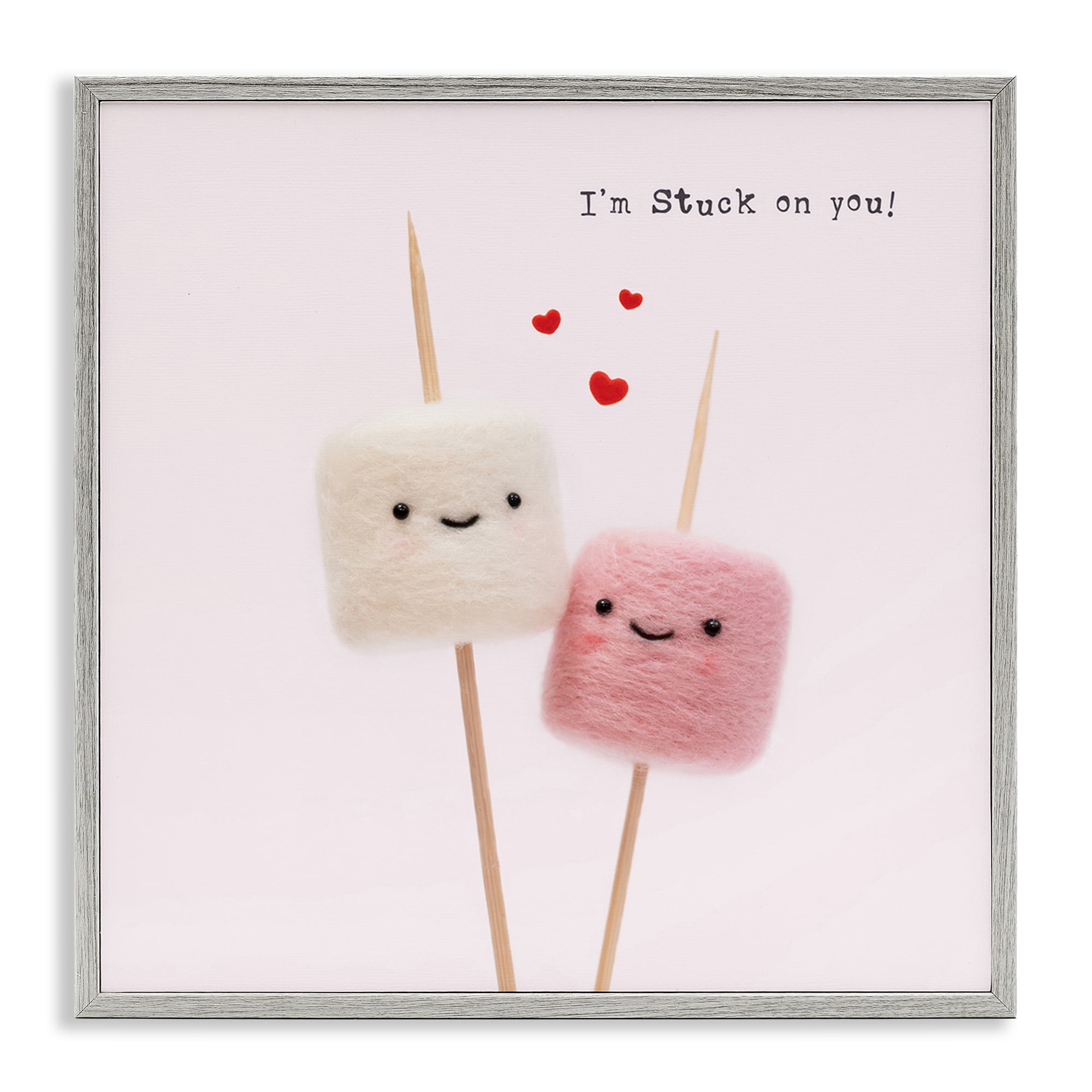 Stupell Industries Cute Stuck On You Food & Beverage Painting Gray Framed Art Print Wall Art, 17 x 17