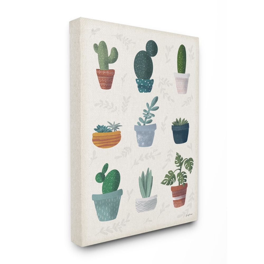 Stupell Industries Cute Succulent Design Pattern Chart Canvas Wall Art by Becky Thorns
